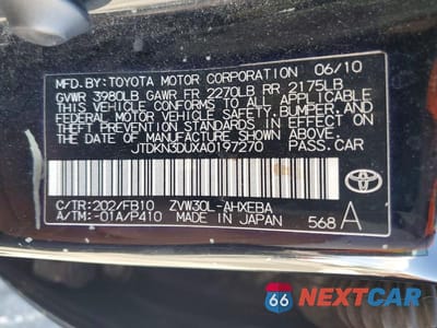 Zdjęcie 12 z 12 samochodu: 2010 TOYOTA PRIUS III VIN:JTDKN3DUXA0197270 - miniatura