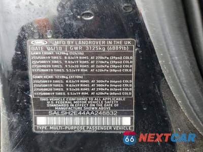 Zdjęcie 13 z 13 samochodu: 2010 LAND ROVER RANGE ROVER SPORT SC VIN:SALSH2E44AA248832 - miniatura