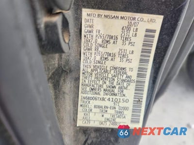 Zdjęcie 13 z 13 samochodu: 2008 NISSAN FRONTIER XE VIN:1N6BD06TX8C410150 - miniatura