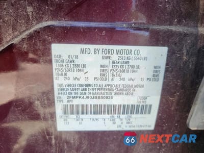 Zdjęcie 12 z 12 samochodu: 2018 FORD EDGE SEL VIN:2FMPK4J90JBB50926 - miniatura