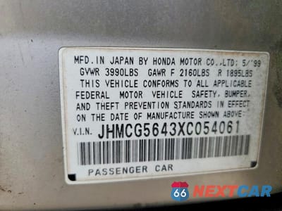 Zdjęcie 13 z 13 samochodu: 1999 HONDA ACCORD LX VIN:JHMCG5643XC054061 - miniatura