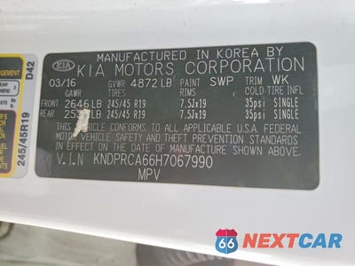 Zdjęcie 12 z 12 samochodu: 2017 KIA SPORTAGE SX VIN:KNDPRCA66H7067990 - miniatura