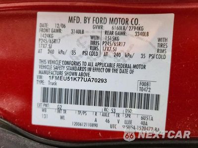 Zdjęcie 12 z 12 samochodu: 2007 FORD EXPLORER SPORT TRAC XLT VIN:1FMEU51K77UA70293 - miniatura