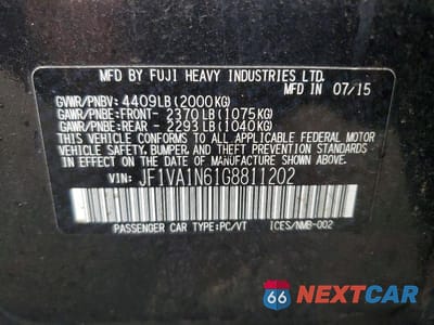 Zdjęcie 12 z 12 samochodu: 2016 SUBARU WRX LIMITED VIN:JF1VA1N61G8811202 - miniatura