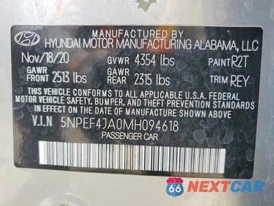 Zdjęcie 12 z 12 samochodu: 2021 HYUNDAI SONATA SEL VIN:5NPEF4JA0MH094618 - miniatura