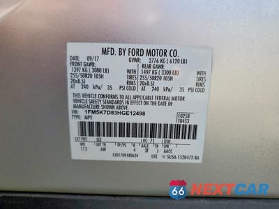 Zdjęcie 13 z 13 samochodu: 2017 FORD EXPLORER XLT VIN:1FM5K7D83HGE12498 - miniatura