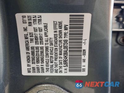 Zdjęcie 14 z 14 samochodu: 2010 HONDA CR-V LX VIN:5J6RE4H38AL087249 - miniatura