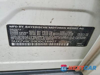 Zdjęcie 13 z 13 samochodu: 2013 BMW X5 XDRIVE50I VIN:5UXZV8C59D0C16807 - miniatura
