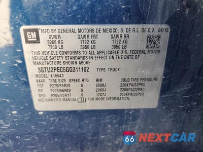 Zdjęcie 12 z 12 samochodu: 2016 GMC SIERRA K1500 DENALI VIN:3GTU2PEC5GG311162 - miniatura