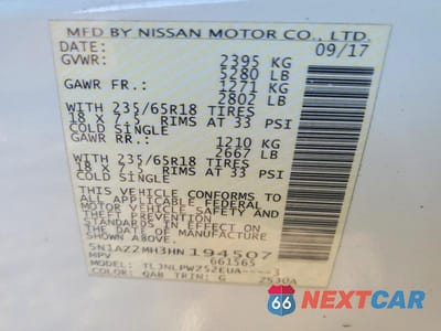 Zdjęcie 13 z 13 samochodu: 2017 NISSAN MURANO S VIN:5N1AZ2MH3HN194507 - miniatura