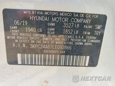 Zdjęcie 12 z 12 samochodu: 2020 HYUNDAI ACCENT SE VIN:3KPC24A67LE092866 - miniatura