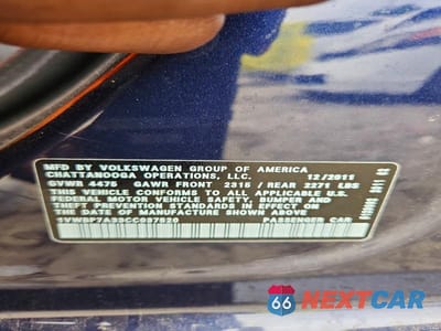 Zdjęcie 12 z 12 samochodu: 2012 VOLKSWAGEN PASSAT SE VIN:1VWBP7A33CC037520 - miniatura