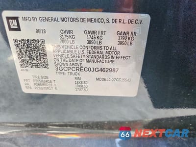 Zdjęcie 12 z 12 samochodu: 2018 CHEVROLET SILVERADO C1500 LT VIN:3GCPCREC0JG462987 - miniatura