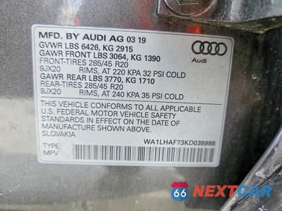 Zdjęcie 14 z 14 samochodu: 2019 AUDI Q7 PREMIUM PLUS VIN:WA1LHAF73KD038988 - miniatura