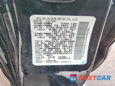 Zdjęcie 13 z 13 samochodu: 2004 NISSAN PATHFINDER SE VIN:JN8DR09Y44W909818 - miniatura