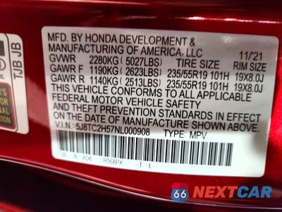 Zdjęcie 14 z 14 samochodu: 2022 ACURA RDX TECHNOLOGY VIN:5J8TC2H57NL000908 - miniatura