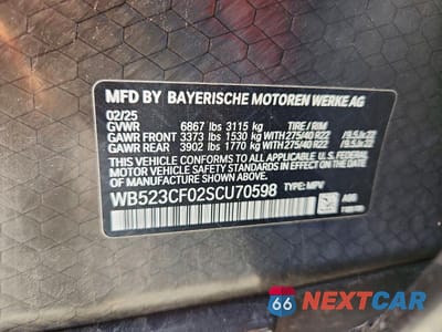 Zdjęcie 12 z 12 samochodu: 2025 BMW IX XDRIVE50 VIN:WB523CF02SCU70598 - miniatura
