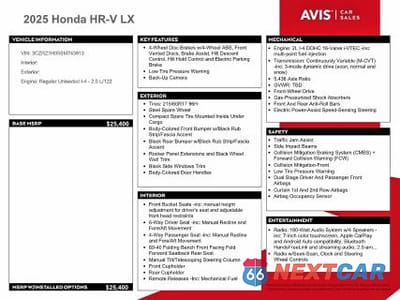 Zdjęcie 12 z 12 samochodu: 2025 HONDA HR-V LX VIN:3CZRZ1H35SM743913 - miniatura