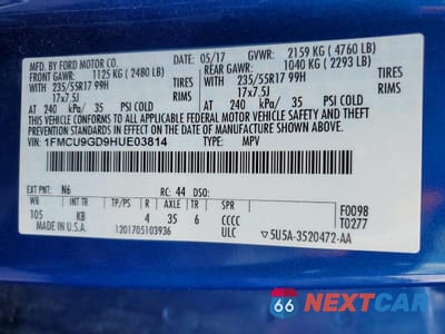 Zdjęcie 13 z 13 samochodu: 2017 FORD ESCAPE SE VIN:1FMCU9GD9HUE03814 - miniatura