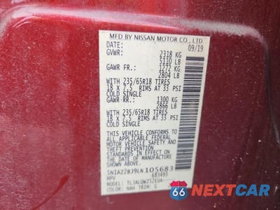 Zdjęcie 13 z 13 samochodu: 2020 NISSAN MURANO SV VIN:5N1AZ2BJ9LN105683 - miniatura