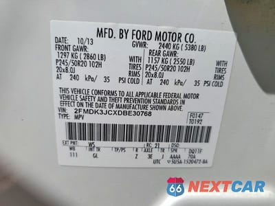 Zdjęcie 13 z 13 samochodu: 2013 FORD EDGE SEL VIN:2FMDK3JCXDBE30768 - miniatura