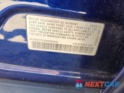 Zdjęcie 13 z 13 samochodu: 2006 VOLKSWAGEN PASSAT 2.0T LUXURY VIN:WVWEK73C06P060391 - miniatura