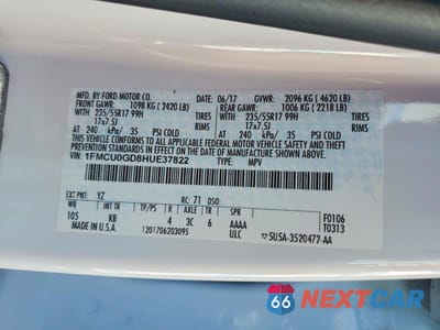 Zdjęcie 13 z 13 samochodu: 2017 FORD ESCAPE SE VIN:1FMCU0GD8HUE37822 - miniatura