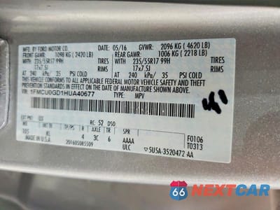 Zdjęcie 13 z 13 samochodu: 2017 FORD ESCAPE SE VIN:1FMCU0GD1HUA40677 - miniatura