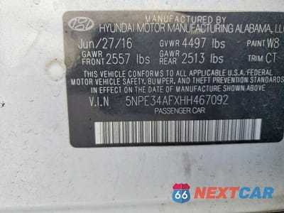 Zdjęcie 12 z 12 samochodu: 2017 HYUNDAI SONATA SPORT VIN:5NPE34AFXHH467092 - miniatura