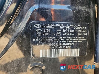 Zdjęcie 12 z 12 samochodu: 2017 HYUNDAI ELANTRA SE VIN:KMHD84LF6HU201399 - miniatura