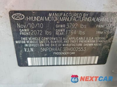 Zdjęcie 12 z 12 samochodu: 2011 HYUNDAI ELANTRA GLS VIN:5NPDH4AE3BH002553 - miniatura