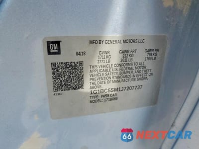 Zdjęcie 12 z 12 samochodu: 2018 CHEVROLET CRUZE LS VIN:1G1BC5SM1J7207737 - miniatura