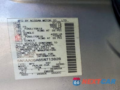 Zdjęcie 13 z 13 samochodu: 2005 NISSAN ARMADA SE VIN:5N1AA08A65N713828 - miniatura
