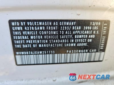 Zdjęcie 12 z 12 samochodu: 2010 VOLKSWAGEN GOLF VIN:WVWDB7AJXAW251733 - miniatura