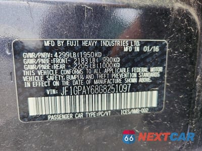 Zdjęcie 13 z 13 samochodu: 2016 SUBARU IMPREZA SPORT LIMITED VIN:JF1GPAY68G8251097 - miniatura