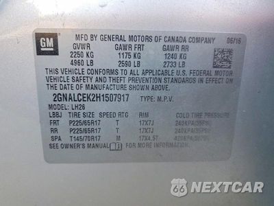 Zdjęcie 14 z 14 samochodu: 2017 CHEVROLET EQUINOX LT VIN:2GNALCEK2H1507917 - miniatura