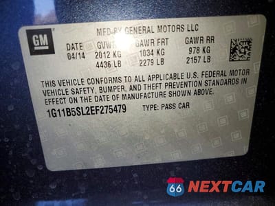 Zdjęcie 12 z 12 samochodu: 2014 CHEVROLET MALIBU LS VIN:1G11B5SL2EF275479 - miniatura