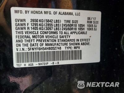 Zdjęcie 13 z 13 samochodu: 2017 HONDA PILOT EXL VIN:5FNYF6H54HB052748 - miniatura