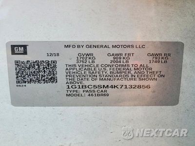 Zdjęcie 12 z 12 samochodu: 2019 CHEVROLET CRUZE LS VIN:1G1BC5SM4K7132856 - miniatura
