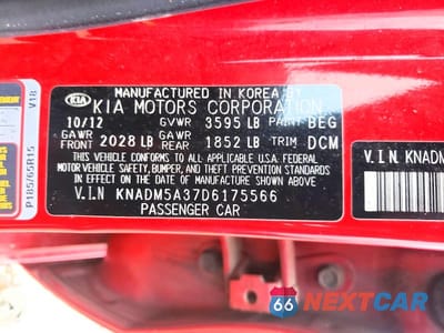Zdjęcie 12 z 12 samochodu: 2013 KIA RIO LX VIN:KNADM5A37D6175566 - miniatura