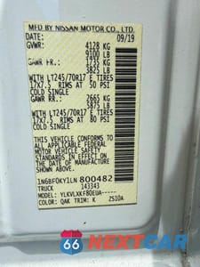 Zdjęcie 10 z 10 samochodu: 2020 NISSAN NV 2500 HD SV VIN:1N6BF0KY1LN800482 - miniatura