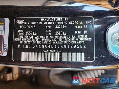 Zdjęcie 12 z 12 samochodu: 2019 KIA OPTIMA EX VIN:5XXGU4L13KG329582 - miniatura