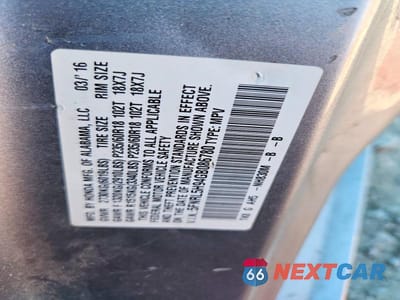 Zdjęcie 13 z 13 samochodu: 2016 HONDA ODYSSEY TOURING VIN:5FNRL5H94GB086780 - miniatura