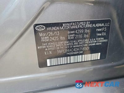 Zdjęcie 12 z 12 samochodu: 2013 HYUNDAI SONATA GLS VIN:5NPEB4AC4DH718501 - miniatura