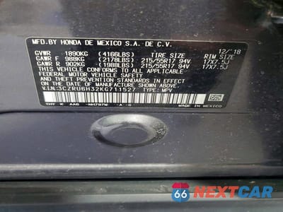 Zdjęcie 12 z 12 samochodu: 2019 HONDA HR-V LX VIN:3CZRU6H32KG711527 - miniatura