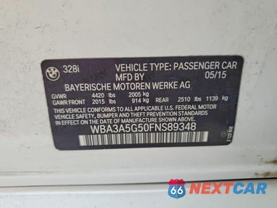 Zdjęcie 12 z 12 samochodu: 2015 BMW 328 I VIN:WBA3A5G50FNS89348 - miniatura