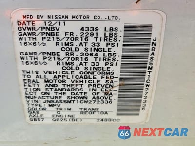 Zdjęcie 13 z 13 samochodu: 2012 NISSAN ROGUE S VIN:JN8AS5MT1CW272336 - miniatura