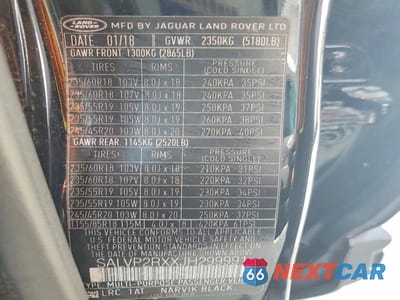 Zdjęcie 13 z 13 samochodu: 2018 LAND ROVER RANGE ROVER EVOQUE SE VIN:SALVP2RXXJH299991 - miniatura