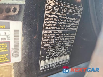 Zdjęcie 13 z 13 samochodu: 2016 LAND ROVER RANGE ROVER SPORT HST VIN:SALWS2VF4GA562784 - miniatura