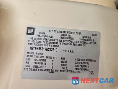 Zdjęcie 13 z 13 samochodu: 2007 CADILLAC ESCALADE ESV VIN:1GYFK66817R242610 - miniatura
